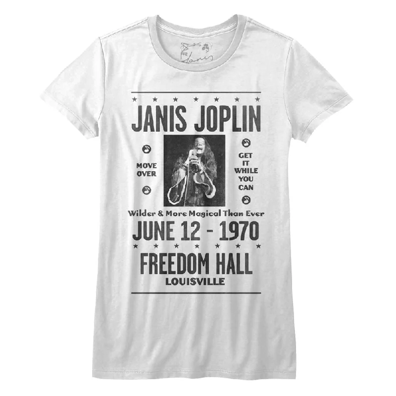 Women Exclusive JANIS JOPLIN Eye-Catching T-Shirt, Louisville 1970-- Notch Collar Peter Pan Collar Cowl Neck
