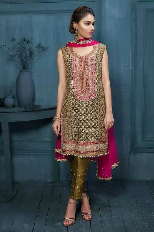 Beutifull wedding party dress in green gold and shoking pink color Model# W 891 Tunics Seasonal trendy