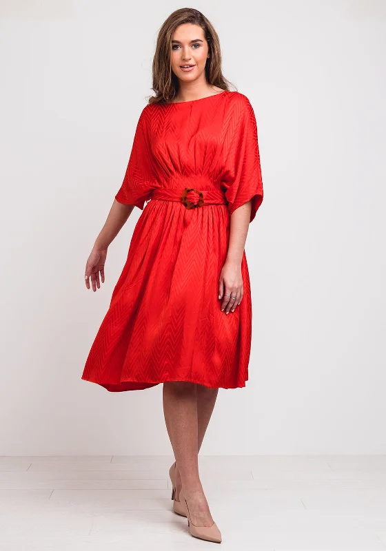 Jovanna Chevron Print Cape Sleeve Dress, Red Tunics Denim casual