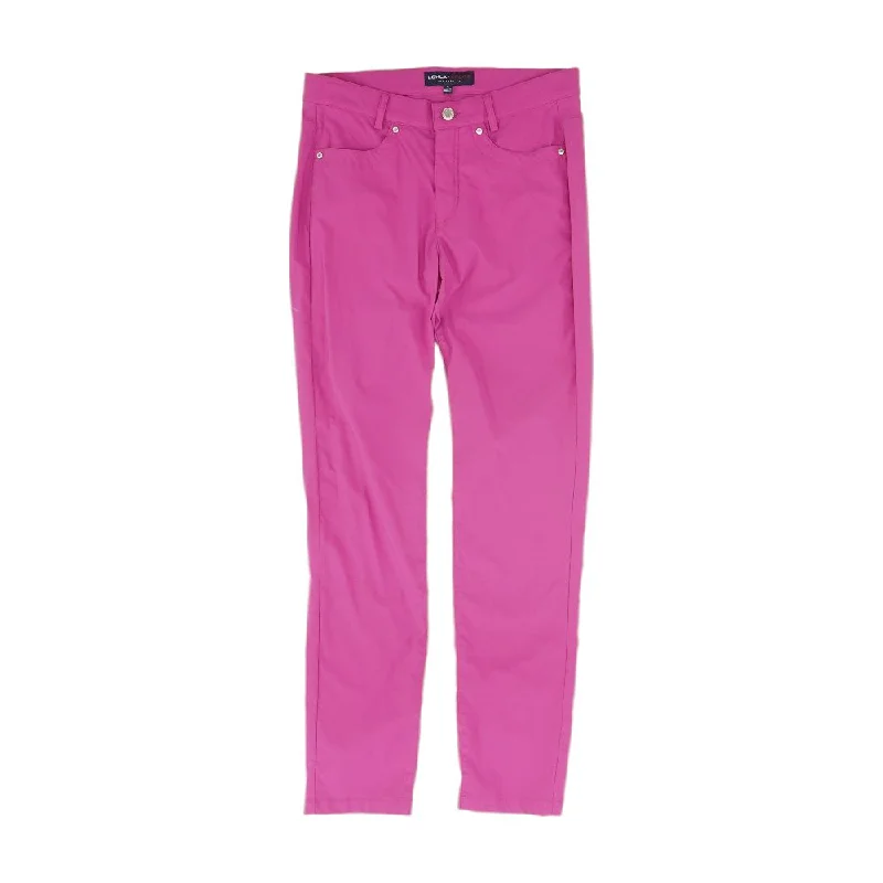 Purple Solid Dress Pants Relaxed Fit Trousers