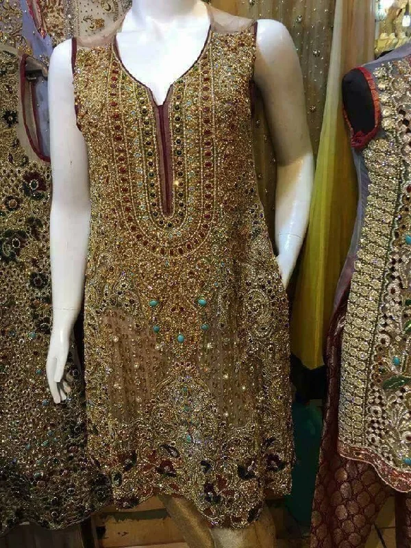 Wedding party dress multi nagh dabka and pearls work Model # P 220 Tunics Practical durable
