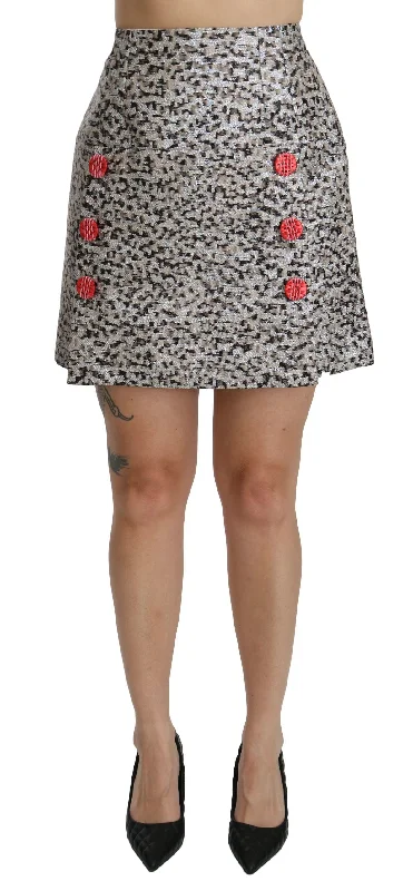 Dolce & Gabbana Exquisite Black Embellished High Waist Skirt linen skirt light