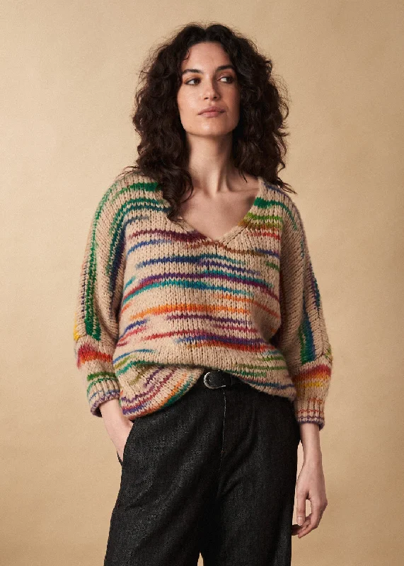 AVA SPACE DYED SWEATER Turtle Neck Boat Neck Asymmetrical Neck