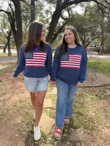 USA Flag Sweater Neon Metallic Matte