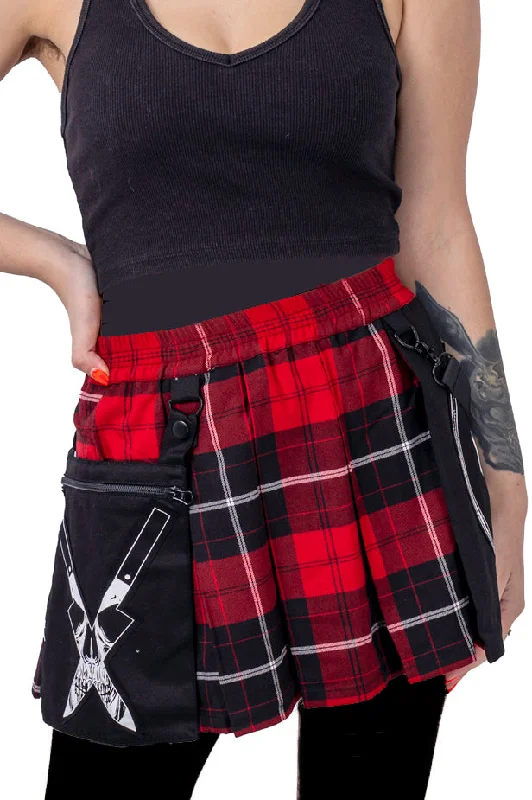 Heartless Souless Red Check Skirt leather skirt sleek