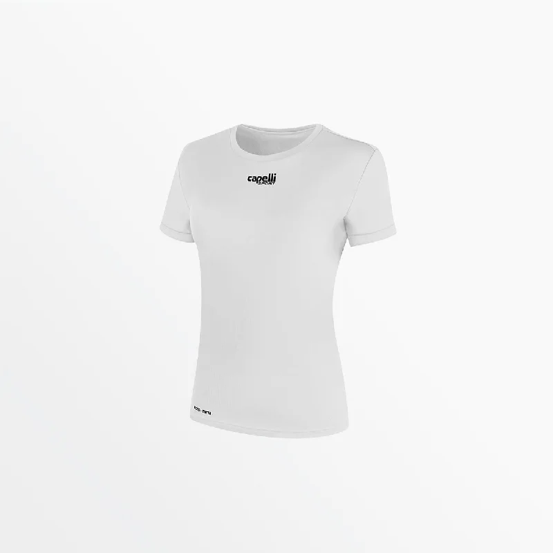 WOMEN'S BASICS CREW NECK POLY TEE