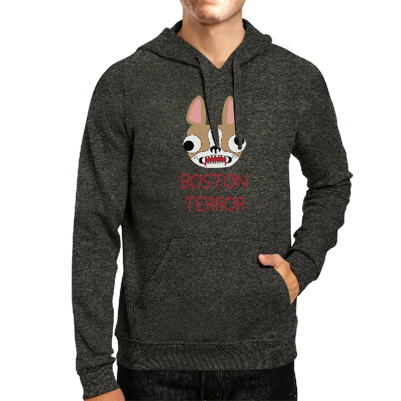 Boston Terror Terrier Dark Grey Hoodie