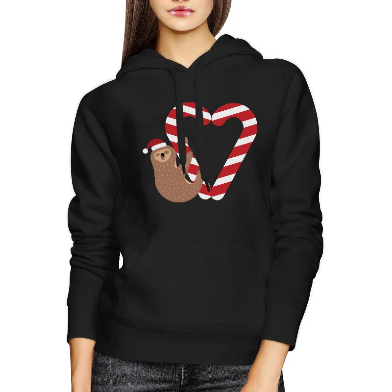 Candy Cane Sloth Christmas Hoodie Holiday Unisex Hooded Sweatshirt