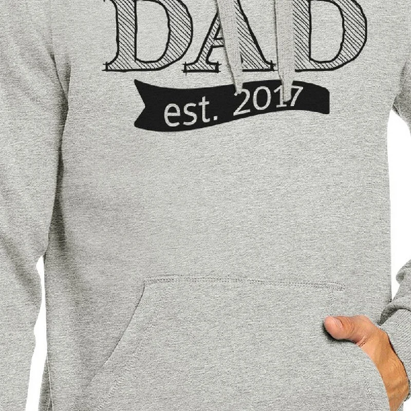 Dad Est 2017 Unisex Gray Hoodie For Fathers Day Unique Design Top