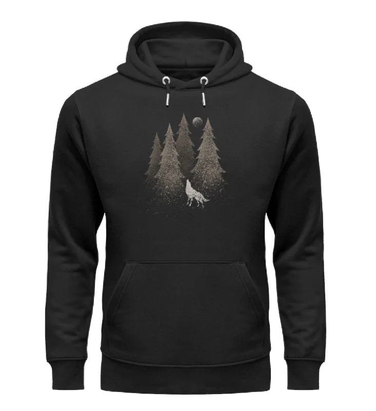 Wolf im Wald gesprenkelt - Bio Unisex Hoodie (PREMIUM)