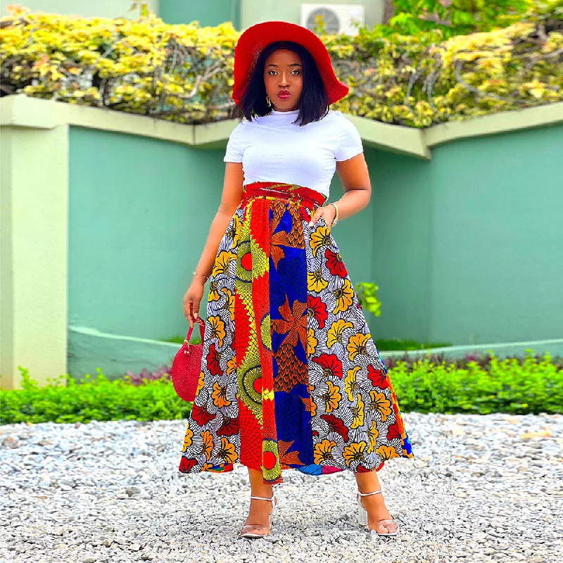 Hot Sell African One-size Maxi Skirt Mix Wax Design Printed Ankara Traditional Clothing African Long Skirt For Women