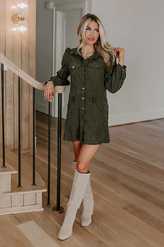Cinnamon Lane Corduroy Mini Dress Cozy Knit Mini Dress